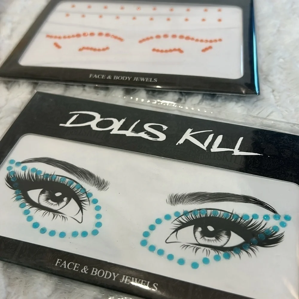 Dolls Kill current mood eyeshadow, palette, and two packs of face gems new